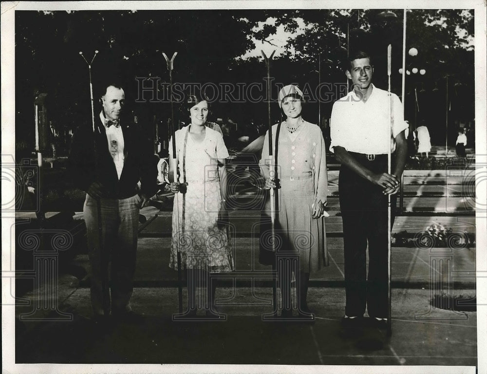 1932 AJ Notesteine, Celia Logan,Mrs Rercer, E Novak, Shuffleboard - Historic Images