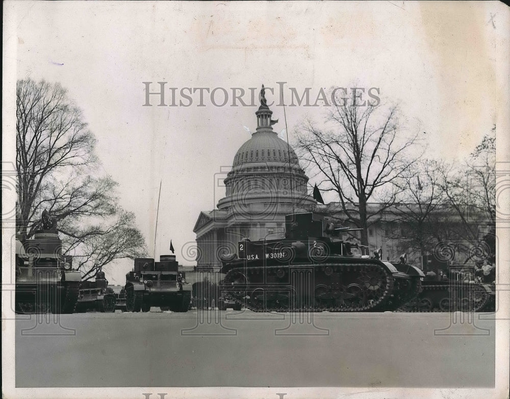 1938 Press Photo tanks on Constitution Ave near Capitol for Army Day parade - Historic Images