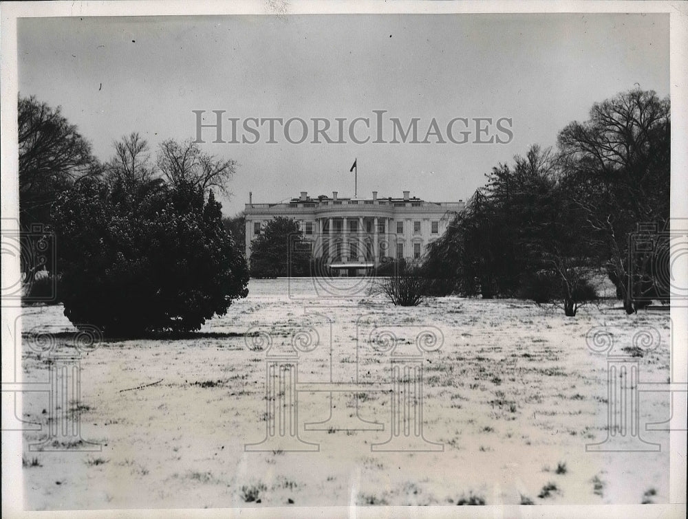 1938 view of the White House after snowfall  - Historic Images