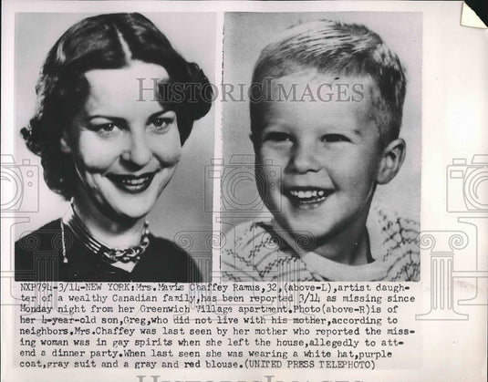 1952 Mr sMarie Chaffer Ramis & son Greg missing in NY  - Historic Images