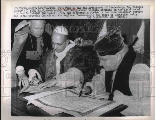 1966 Press Photo Pope Paul VI & Archibishop of Canterbury in Rome - nea90611 - Historic Images