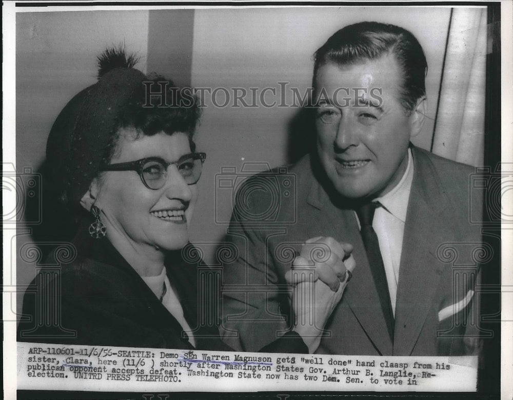 1956 Democrat Sen Warren Magnuson &amp; sister Clara  - Historic Images