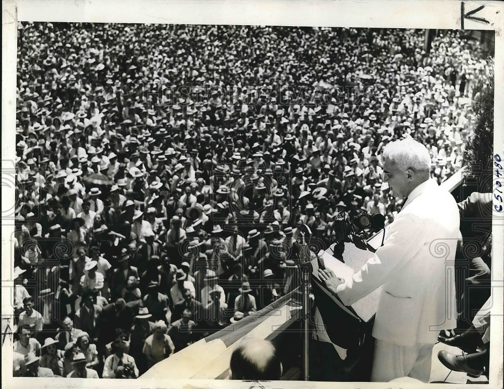 1939 Press Photo Paul McNutt &amp; welcome home crowd at Indianapolis, Ind. - Historic Images