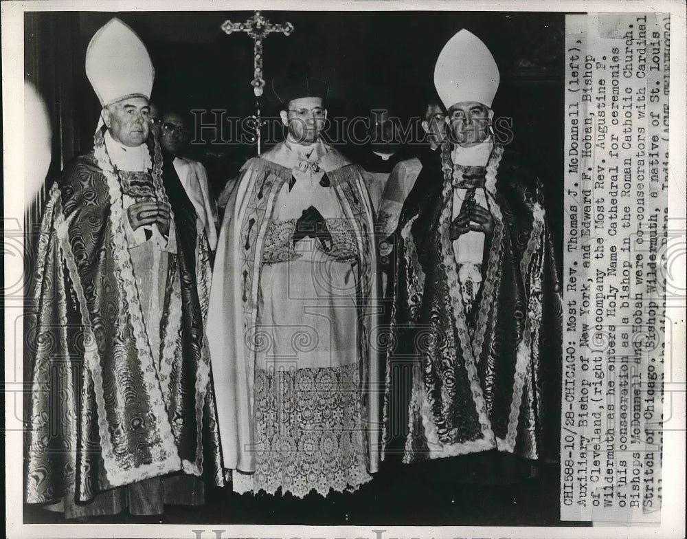 1947 Press Photo Most Rev Thomas McDonnell, Bishop Ed Hoban, Most Rev Wildermuth-Historic Images