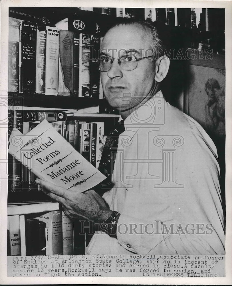 1952 Press Photo Kenneth Rockwell, Associate Professor, English, Arlington State - Historic Images