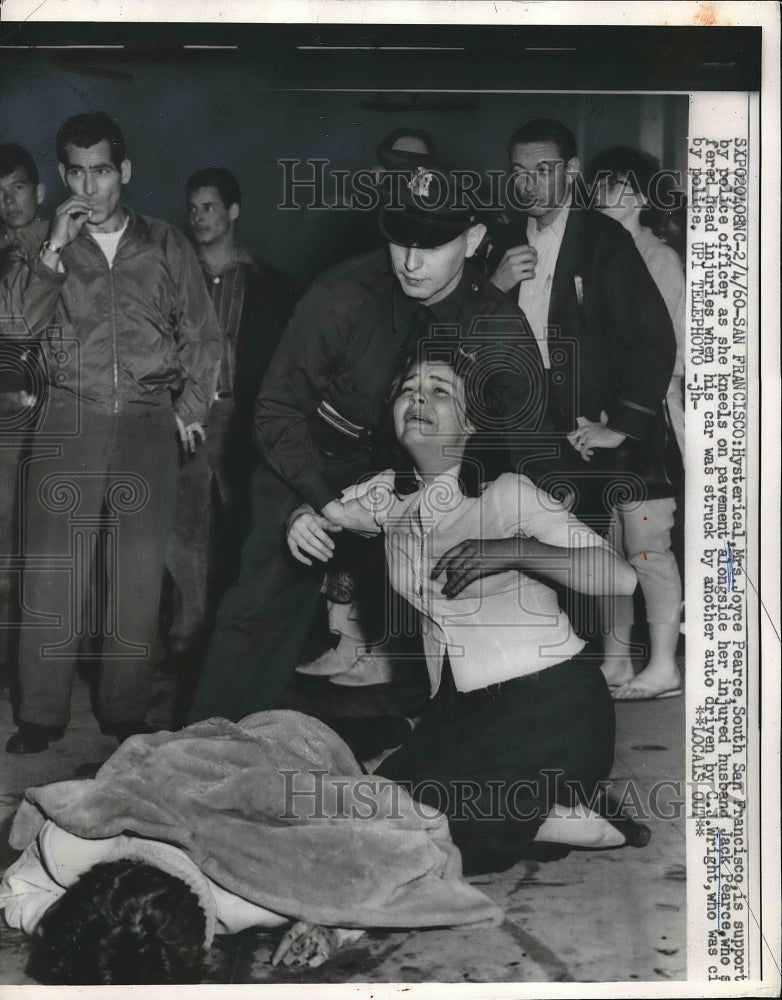 1960 Mrs Joyce Pearce Over Injured Husband  - Historic Images