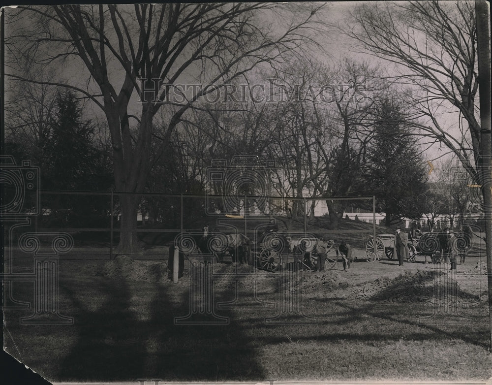 1921 White House tennis courts being repaired  - Historic Images
