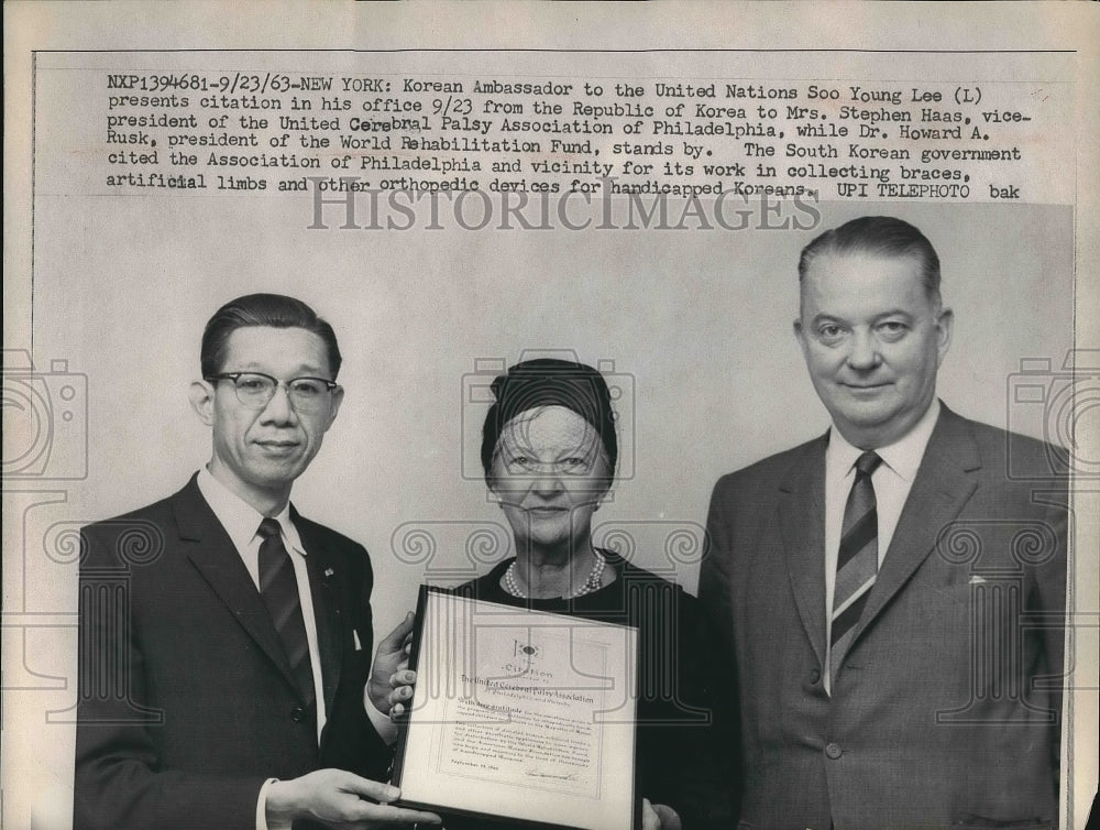 1963 Korean Amb. to US Soo Young Lee with Mrs. Stephen Haas - Historic Images