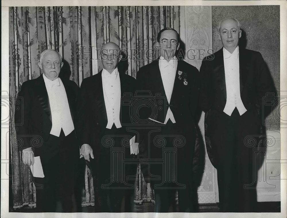 1934 Rhees, Barbour, Lewis And Chase, College Presidents, At Dinner - Historic Images