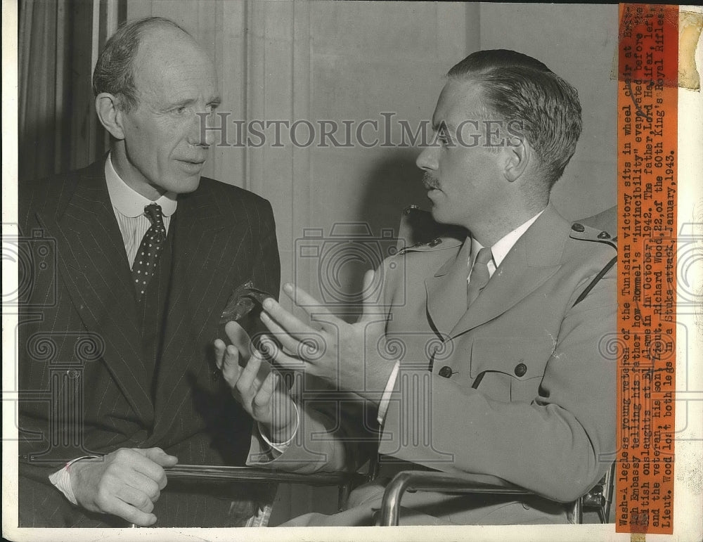 1943 Lord Halifax &amp; Son, Lt. Richard Wood, Discuss Tunisian Victory - Historic Images