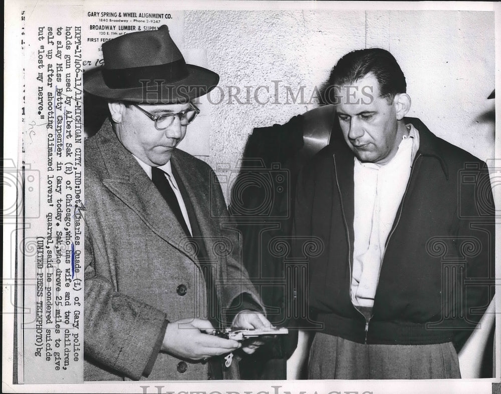 1952 Press Photo Detective Charles Quade Arresting Accused Murderer - nea91521-Historic Images