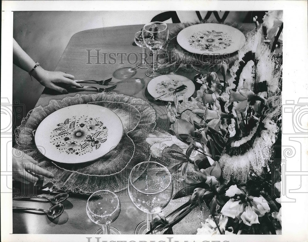 1950 Table Setting for Valentine's Day  - Historic Images