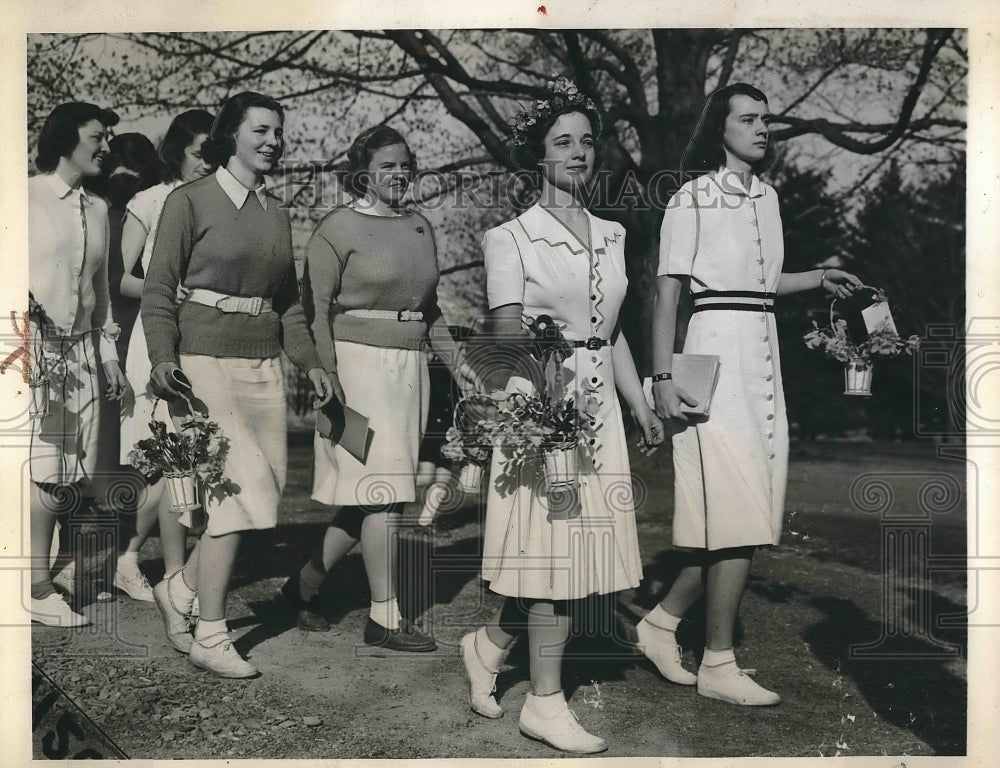 1940 Marion Gill, elected &quot;Queen of the May&quot;at Annual May Fete at - Historic Images