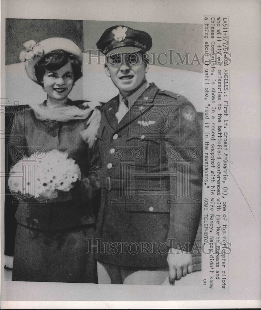 1951 1st Lt. Ernest M&#39;Quarrie with wife Nancy  - Historic Images