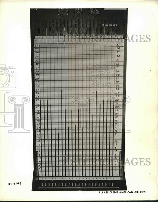 1942 Press Photo Manometer Panel of test flight of American Airlines. - Historic Images