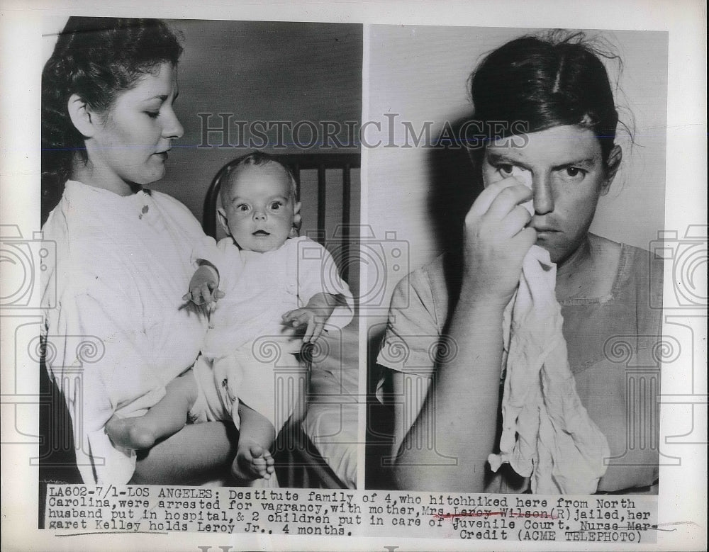 1948 LA, Calif. Mrs Darcy Wilson jailed &amp; nurse with son Leroy - Historic Images