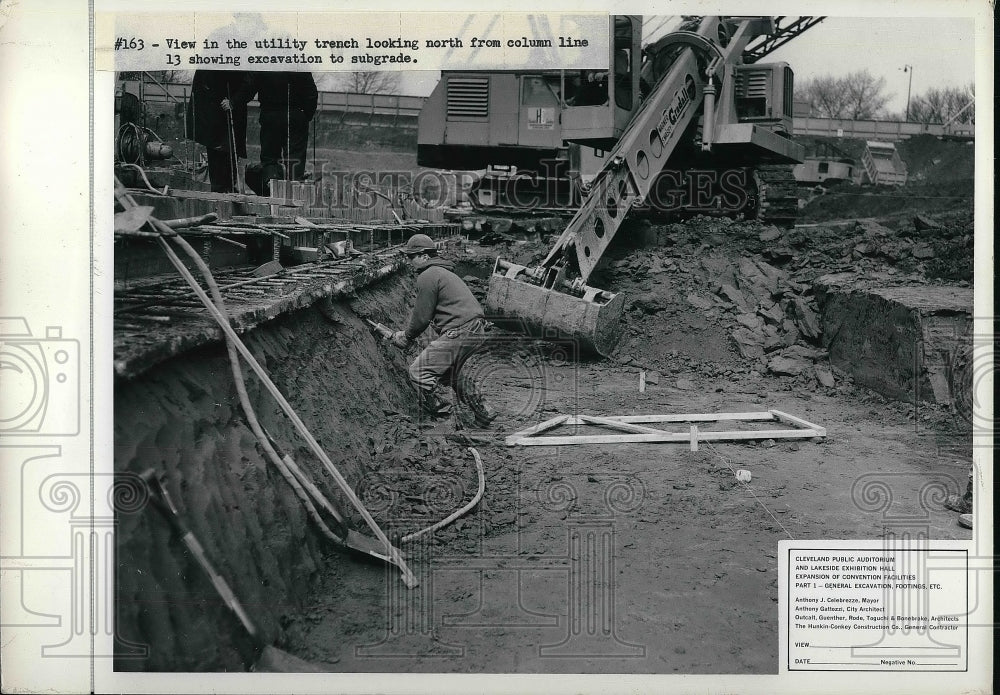 View In The Utility Trench Showing Excavating To Subgrade - Historic Images