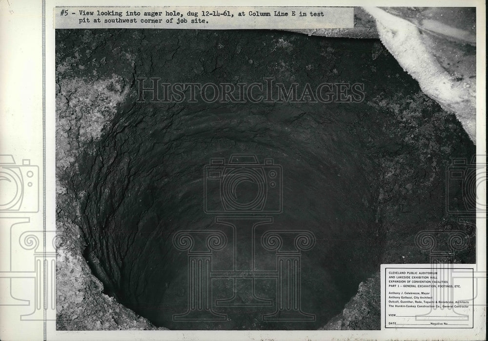 1961 Auger Hole At Site Of Cleveland Public Auditorium  - Historic Images