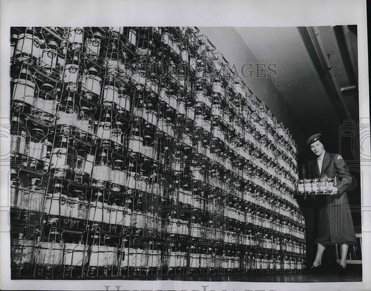 1959 Press Photo Marjorie Jamieson, Toronto Canada Red Cross Blood Bank Shortage - Historic Images