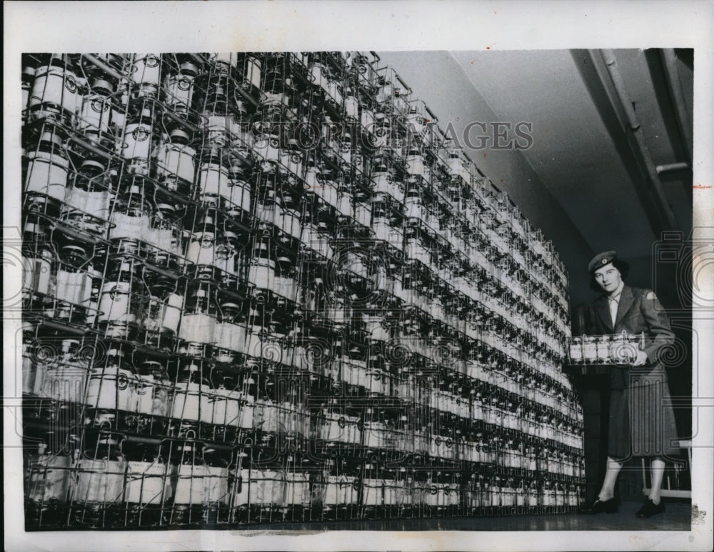 1959 Rows of Bottle Demonstrate Need at Red Cross in Canada - Historic Images