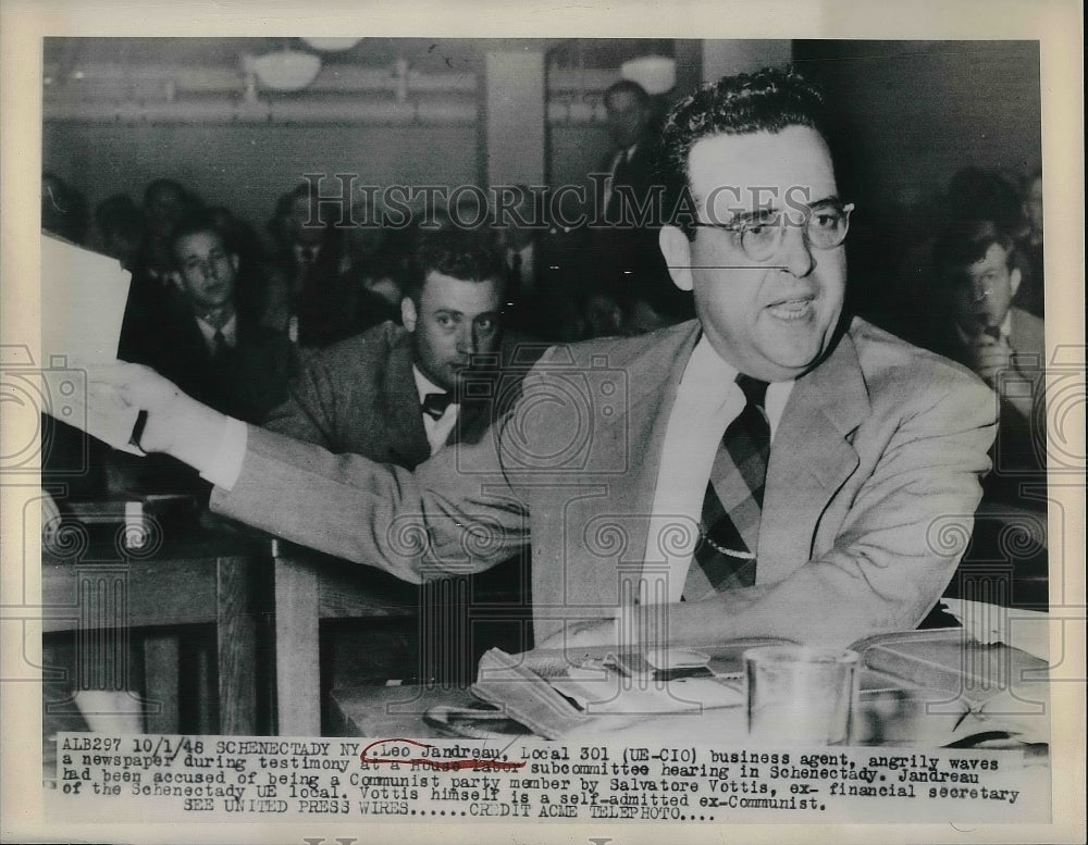 1948 Leo Jandreau Local 201 at Testimony hearing  - Historic Images