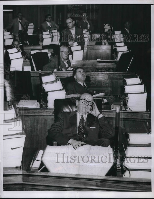 1955 Press Photo Ralph Stephenson Illinois House Of Representatives Filibuster - Historic Images
