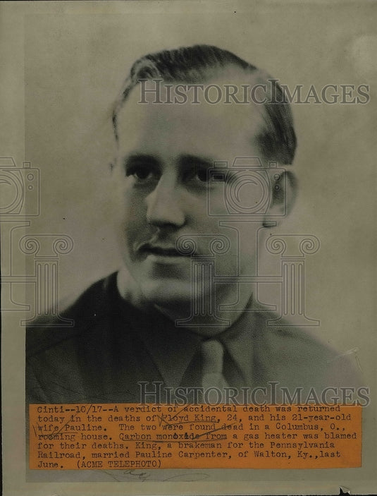 1946 Press Photo Carbon Monoxide Victim Death Floyd King Columbus Ohio - Historic Images