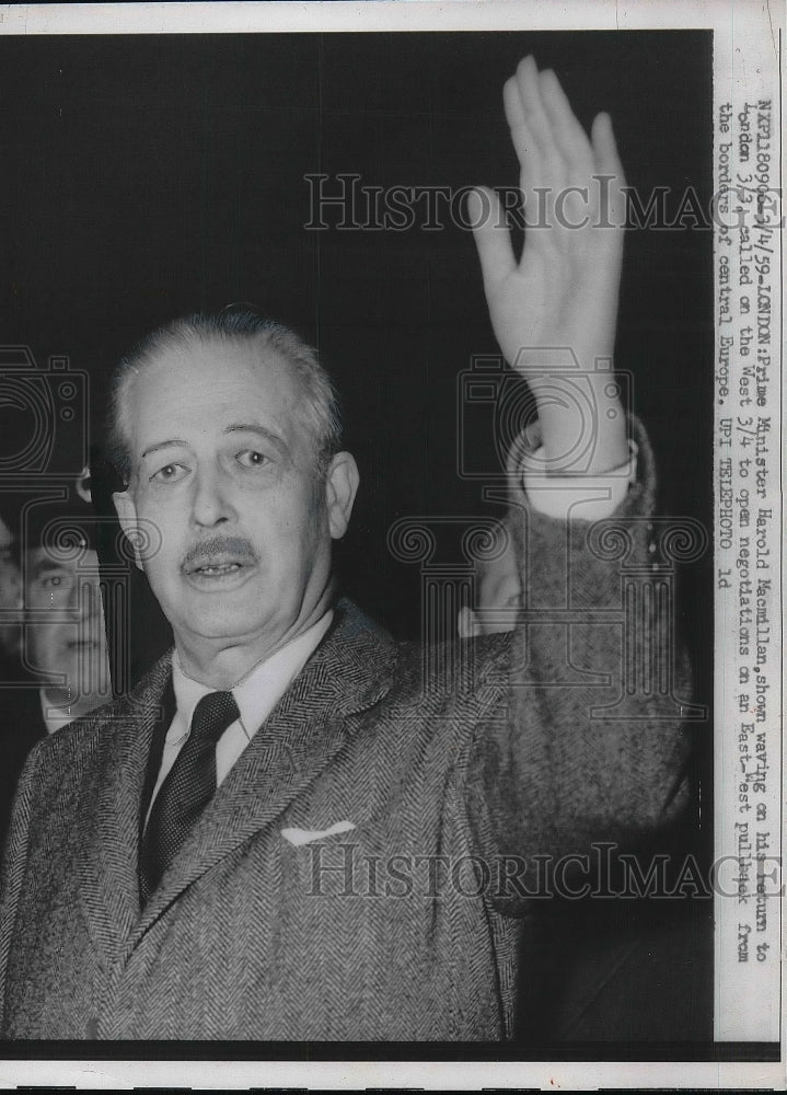 1959 Prime Minister Harold Macmillan Returns to London  - Historic Images
