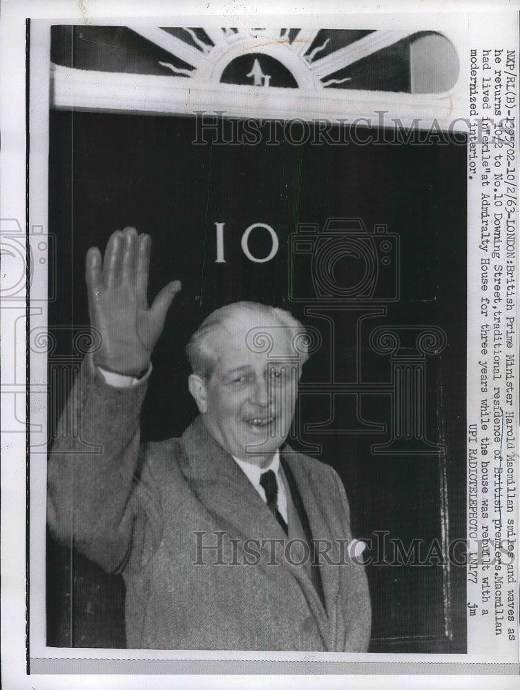 1963 Press Photo Prime Minister Harold MacMillan Downing Street England - Historic Images