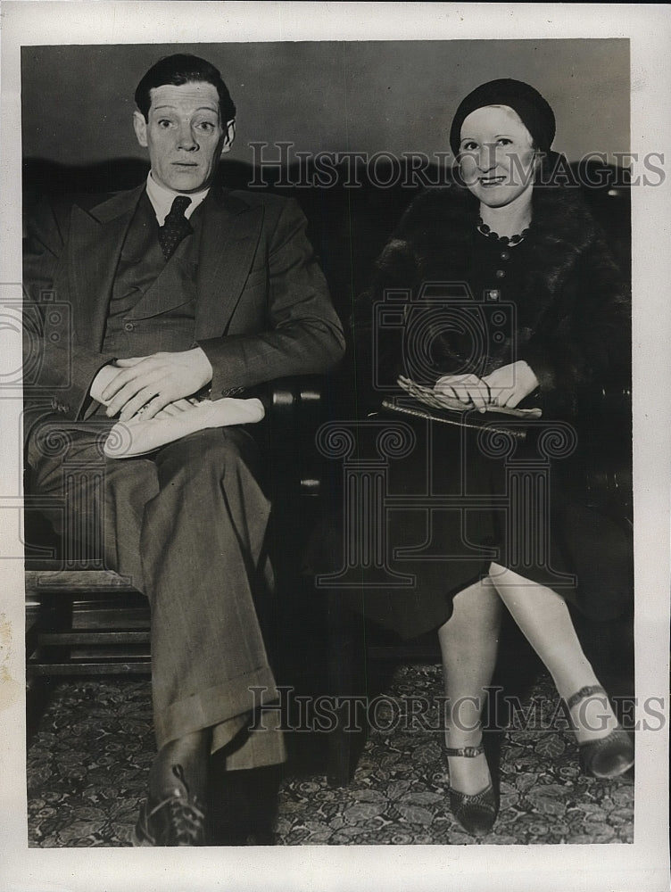 1931 Press Photo Comedian Eddie Borden with Wife in Court for Alimony - Historic Images