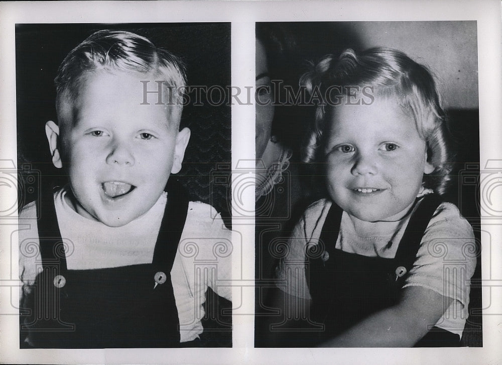 1949 Toddler Jan Breslford Before and After Haircut for Christmas - Historic Images