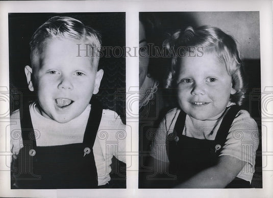 1949 Toddler Jan Breslford Before and After Haircut for Christmas - Historic Images