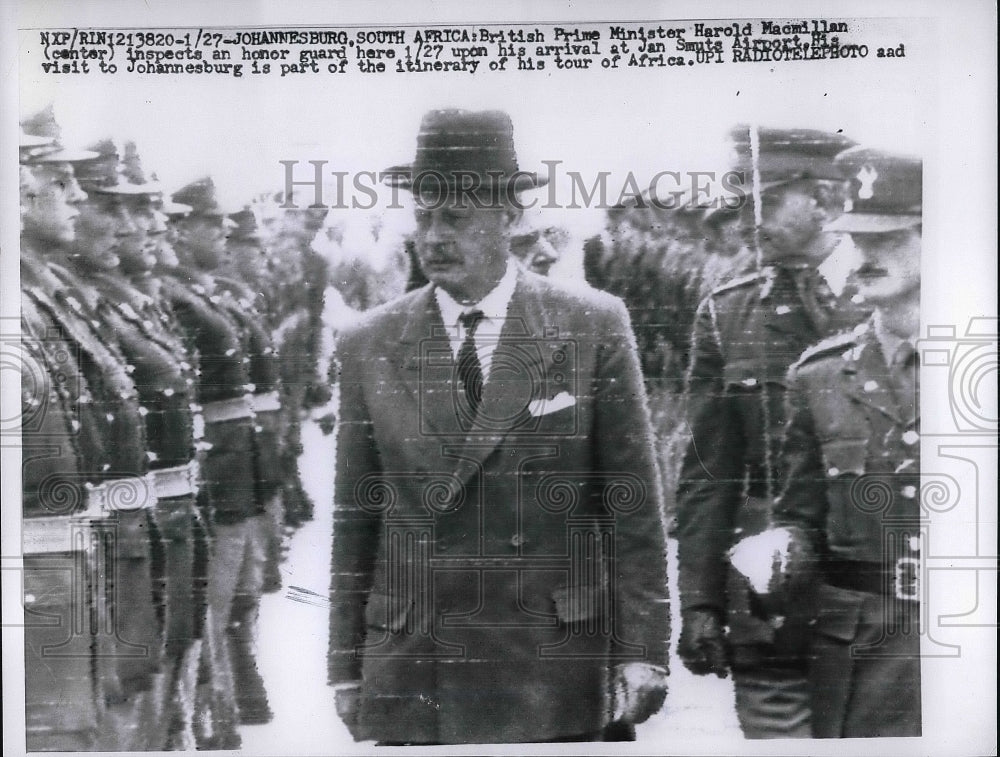1960 Prime Minister Harold Macmillan Inspecting South African Guard - Historic Images