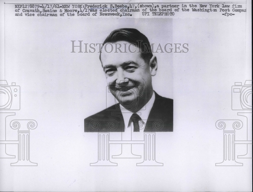 1961 Lawyer Frederick S. Beebe on Board of Washington Post, Newsweek - Historic Images