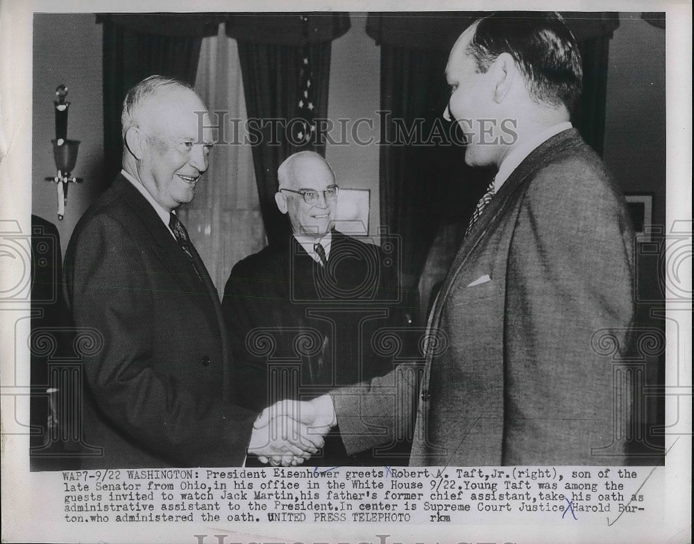 1953 Press Photo President Dwight Eisenhower Robert A Taft Jr Senator Ohio - Historic Images