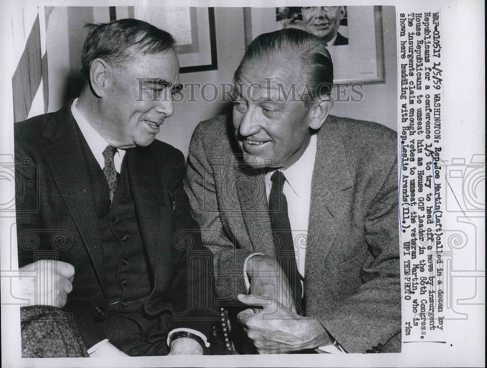 1959 House GOP leader Rep. Joe Martin with Rep. Leslie Arends - Historic Images