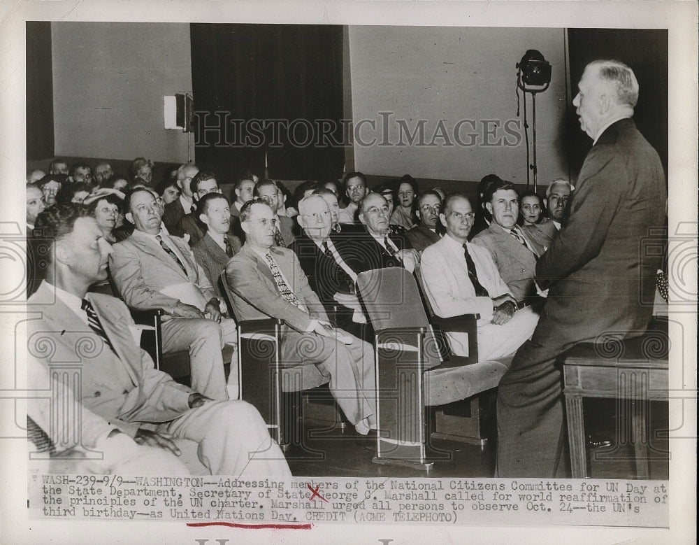 1948 Sec. of State George Marshall with National Citizens for UN Day - Historic Images