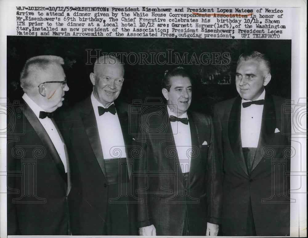1959 President Eisenhower, President Lopez Mateos, Garnett Horner - Historic Images