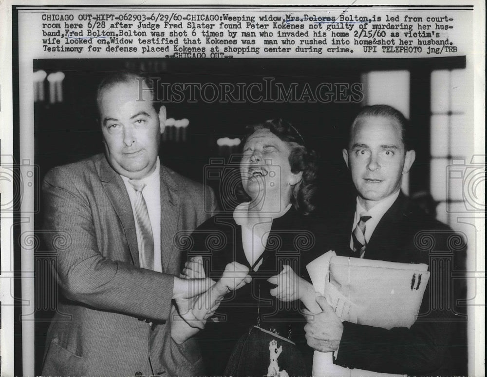 1960 Weeping widow Dolores Bolton after Judge Fred Slater found - Historic Images