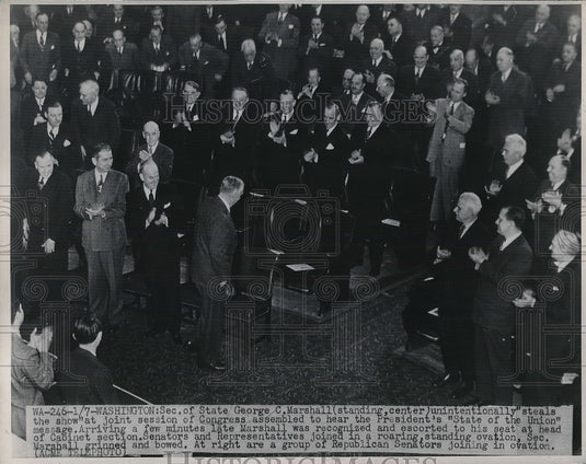 1948 George Marshall Speaks Before President's Address  - Historic Images