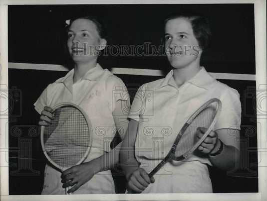 1938 Press Photo Women's Badminton Doubles Champions at National Championships - Historic Images
