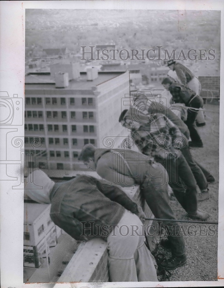 1956 Mountaineers Club of Casper College watching Karen King - Historic Images
