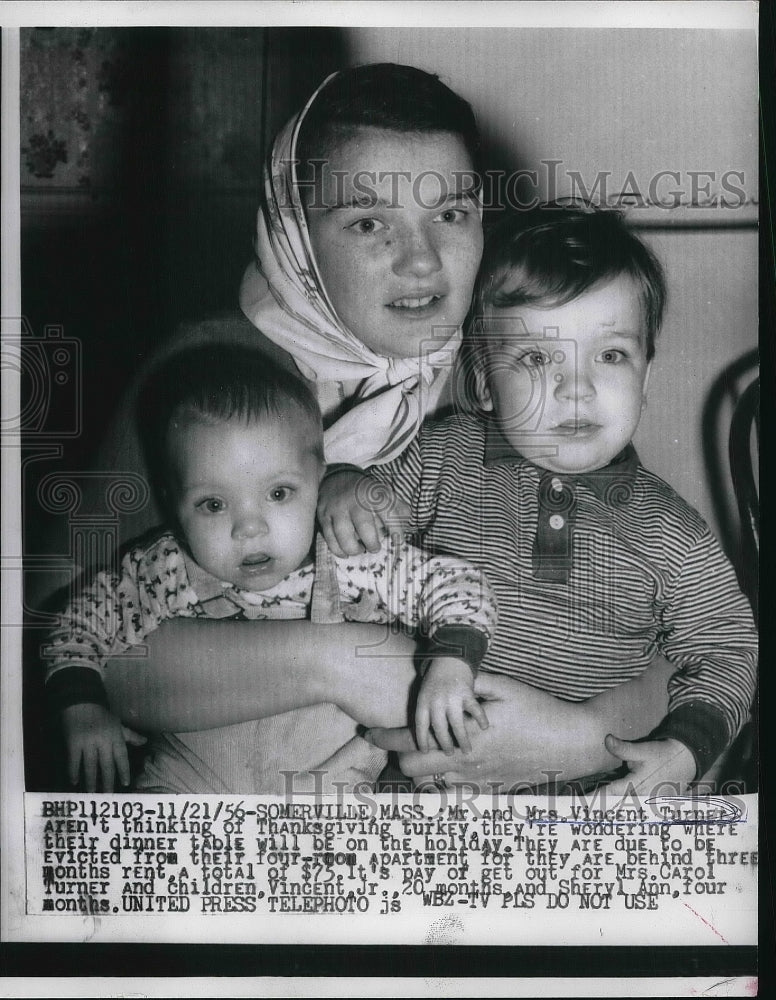 1956 Somerville, Mass Mrs Vincent Turner&amp; children evicted from home - Historic Images