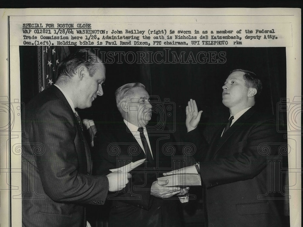 1964 John Reilley sworn in Fed Trade Comm. by N Katzenbach, PR Dixon - Historic Images