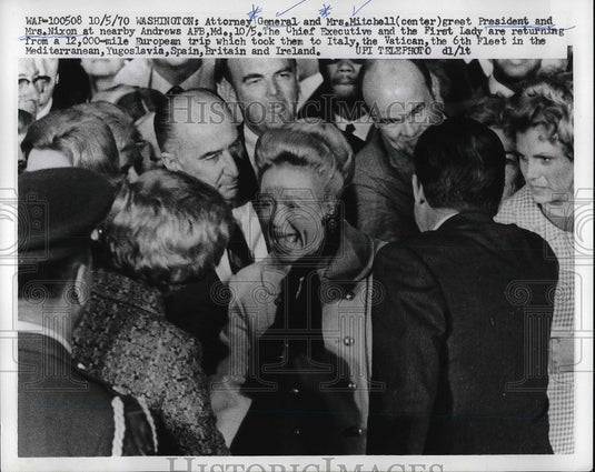 1970 Press Photo Attorney General Mitchell Meeting President Nixon and Wife - Historic Images