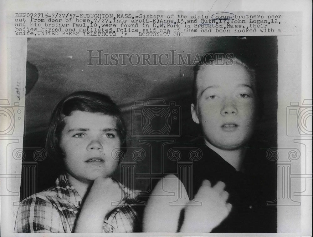 1957 Sisters of Slain Logan Brothers at Home in Stoughton - Historic Images