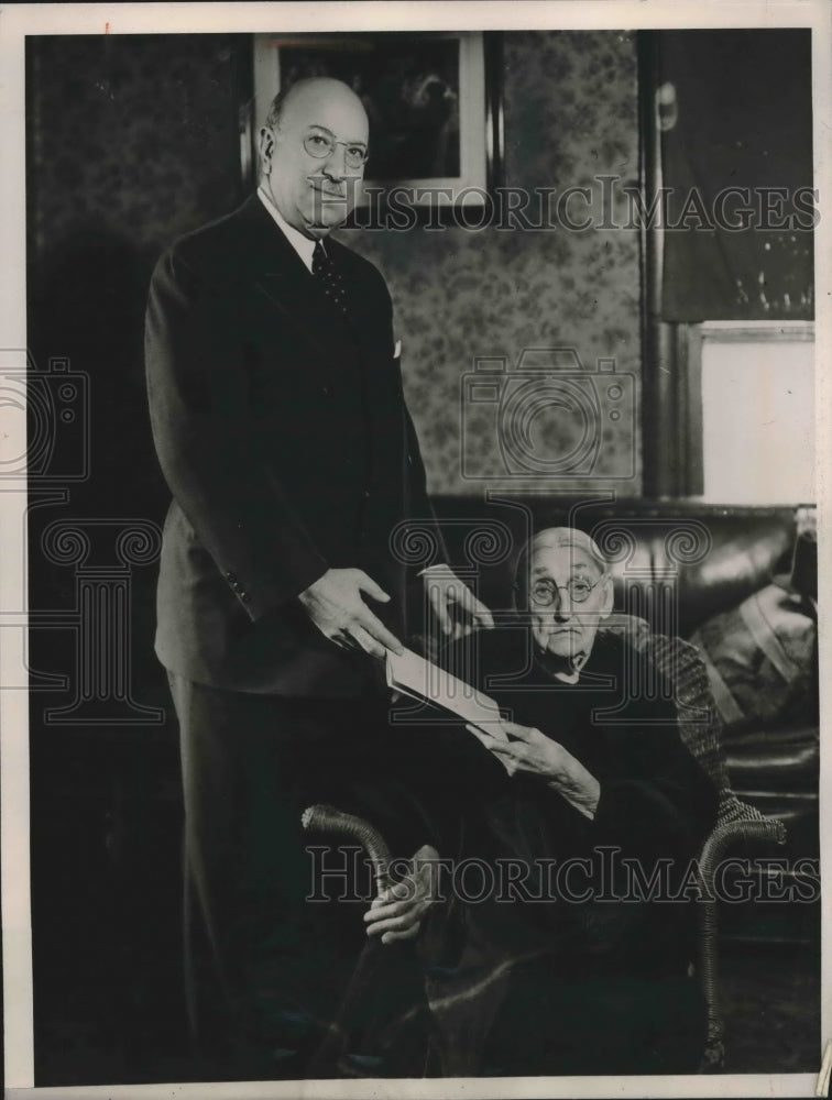 1936 Governor Henry Horner Presenting Illinois Old Age Certificate - Historic Images