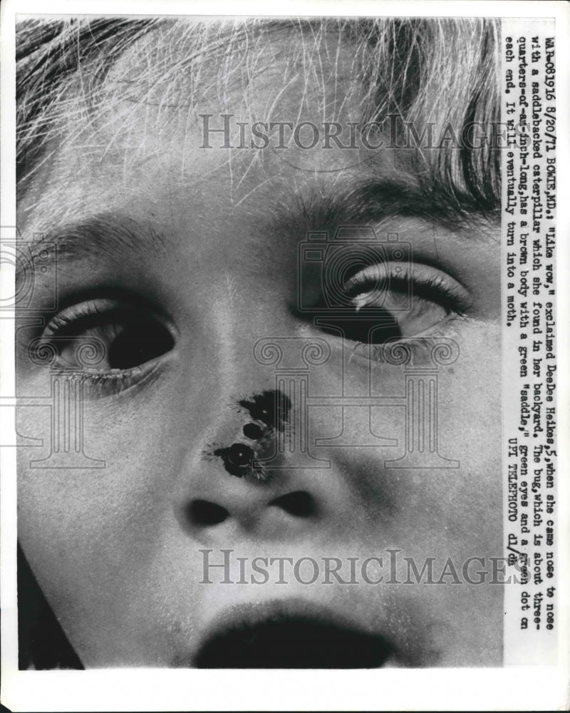 1971 DeeDee Heikes Age 5 Saddleback Caterpillar Bowie Maryland - Historic Images