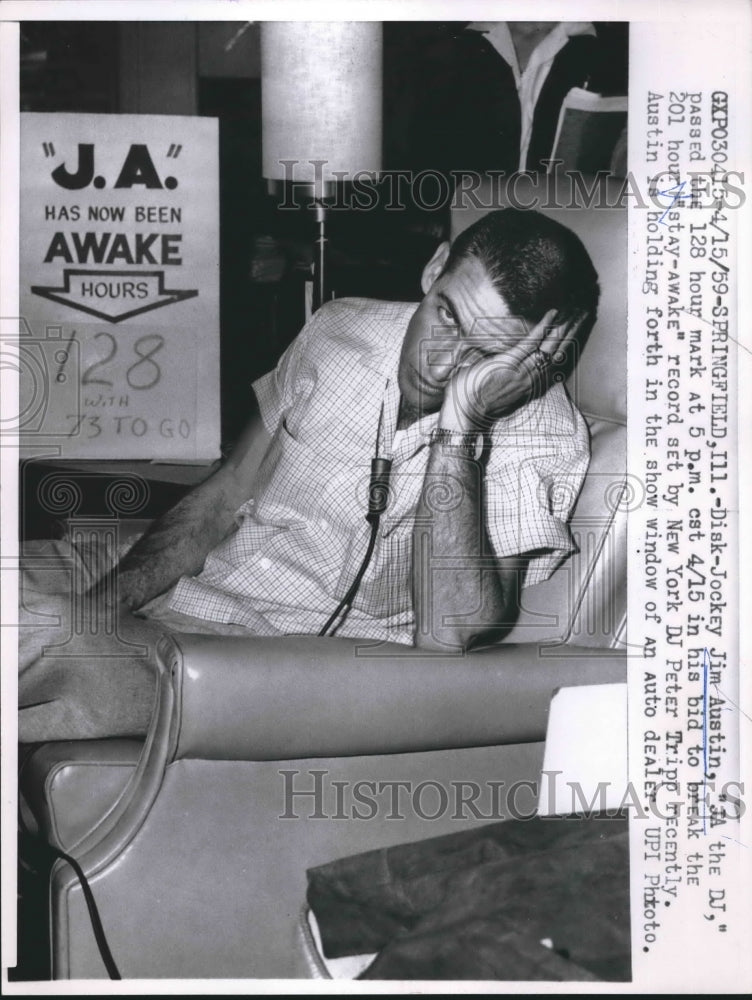 1959 disc jockey Jim Austin tries to break 201 hour awake record - Historic Images