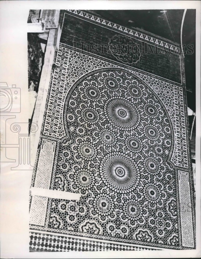 1957 Press Photo ornate door in Rabat, Morocco donated to United Nations - Historic Images